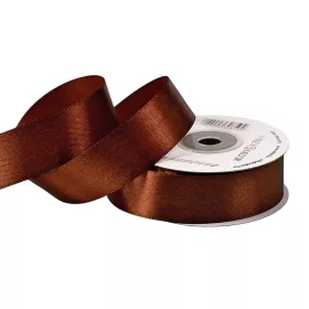 Saténová stuha 25mm x 22.86m - Tmavohnedá