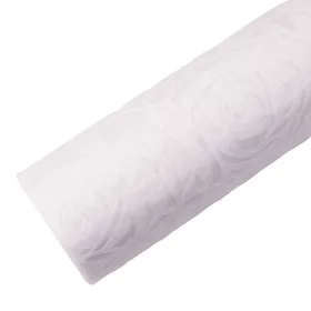   Dekoračný 3D vlizelín s ružovým kvetinovým vzorom 50cm x 4.5m - Biela