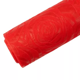   Dekoračný 3D vlizelín s ružovým kvetinovým vzorom 50cm x 4.5m - Červená