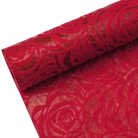   Dekoračný 3D vlizelín s ružovým kvetinovým vzorom 50cm x 4.5m - Bordová