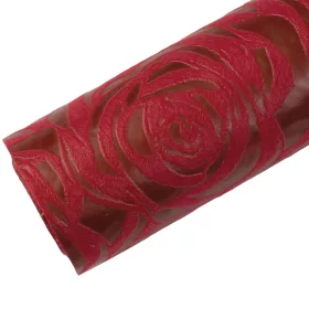   Dekoračný 3D vlizelín s ružovým kvetinovým vzorom 50cm x 4.5m - Bordová