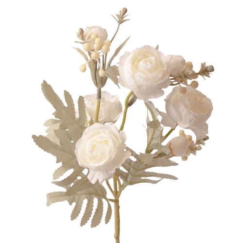 Matná ruža vetva, výška 56 cm - Bielá