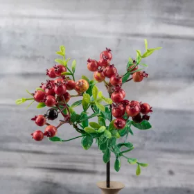 Vetva s bobuľami, výška 28,5 cm - Oranžová