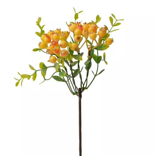 Vetva s bobuľami, výška 28,5 cm - Žltá