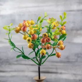 Vetva s bobuľami, výška 28,5 cm - Žltá