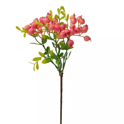 Vetva s bobuľami, výška 28,5 cm - Ružová