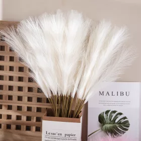   Pampová tráva umelý zväzok, 10-stonkový, výška 56,6 cm - Ekrú