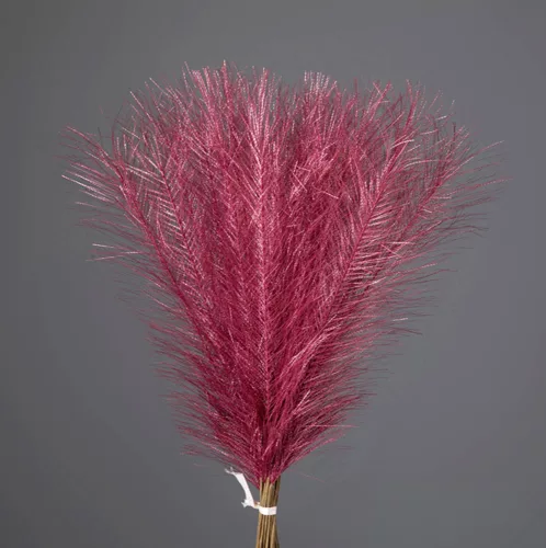 Strieborná metalická pampová tráva, 20-stonkový zväzok, výška 45 cm - Rose red