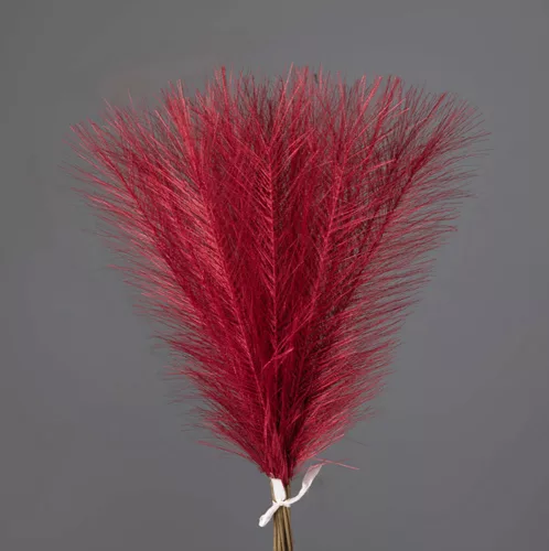 Strieborná metalická pampová tráva, 20-stonkový zväzok, výška 45 cm - Červená