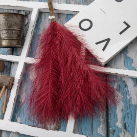   Strieborná metalická pampová tráva, 20-stonkový zväzok, výška 45 cm - Červená