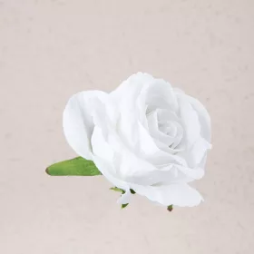 Zamatová ruža kvet, priemer 8 cm - Biely