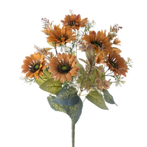 Slnečnica hodvábna kytica, výška 42 cm, priemer kvetu 9 cm – Svetlokávová