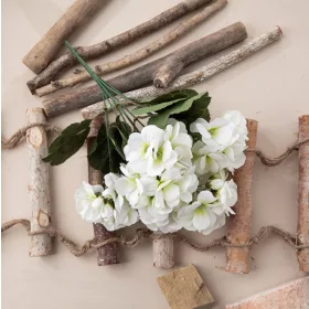 Muškát hodvábna kytica, 5-vetvová, výška 33 cm - Biely