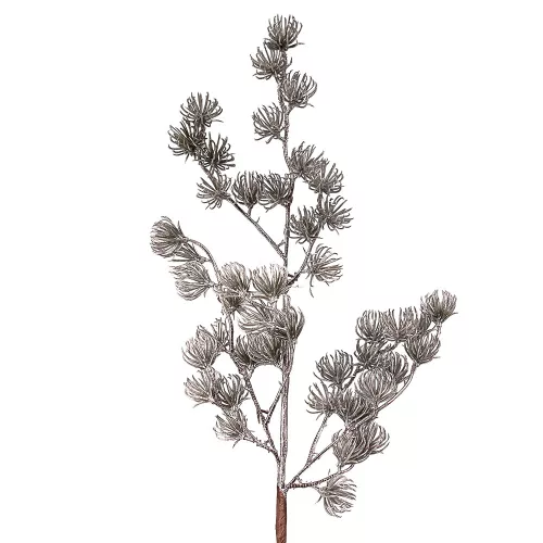 Metalická dekoratívna vetva, výška 44 cm - Strieborná