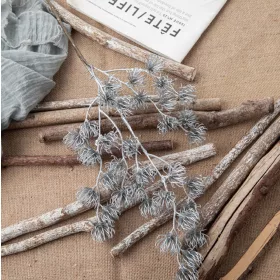 Metalická dekoratívna vetva, výška 44 cm - Strieborná