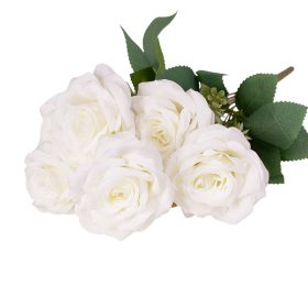 Ruža hodvábna kytica, 7-vetvová, výška 41 cm - Ekrú