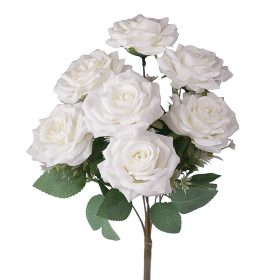 Ruža hodvábna kytica, 7-vetvová, výška 41 cm - Ekrú