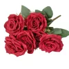 Ruža hodvábna kytica, 7-vetvová, výška 41 cm - Bordová