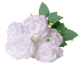 Ruža hodvábna kytica, 7-vetvová, výška 41 cm - Biely