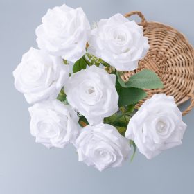 Ruža hodvábna kytica, 7-vetvová, výška 41 cm - Biely