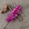 Real touch orchidea vetva, výška 72 cm - Tmavoružový