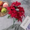 Vianočná ruža kytica, výška 36 cm – Červená