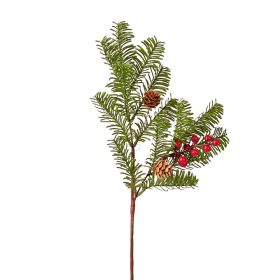   Borovicová vetva so šiškami a bobuľami, výška 38 cm - Zelená