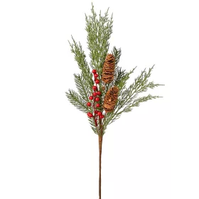 Vetva so šiškami a bobuľami, výška 52 cm - Zelená