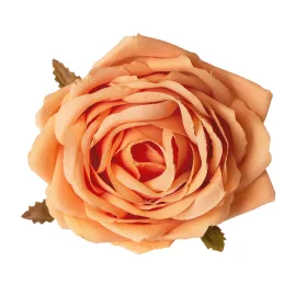 Hodvábna hlava ruže, 9cm - Oranžová