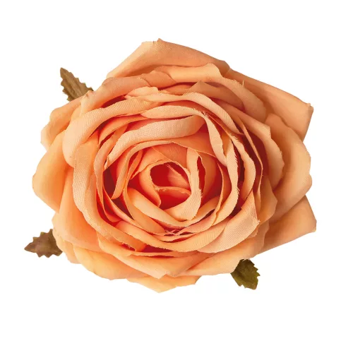 Hodvábna hlava ruže, 9cm - Oranžová