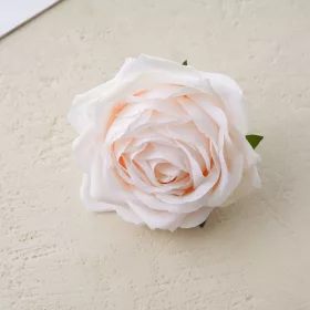 Hodvábna hlava ruže, 9cm - Ružovo-zelená