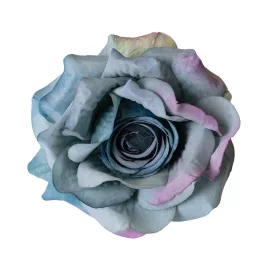 Hodvábna hlava ruže, 8cm - Modrá
