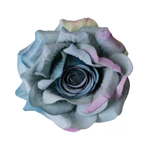 Hodvábna hlava ruže, 8cm - Modrá