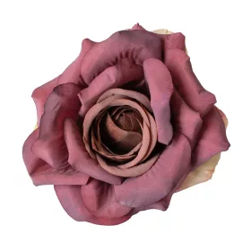 Hodvábna hlava ruže, 8cm - Tmavofialová
