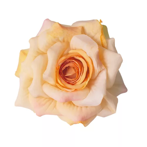 Hodvábna hlava ruže, 8cm - Svetlooranžová