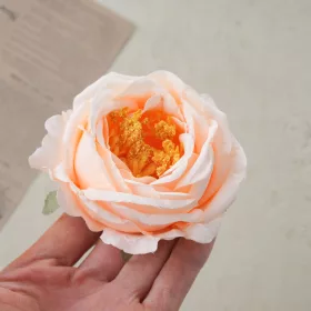 Hodvábna hlava pivónie, 10cm - Šampanská