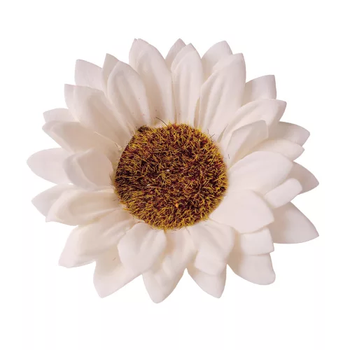 Hodvábna hlava slnečnice, 10cm - Biela