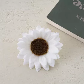 Hodvábna hlava slnečnice, 10cm - Biela