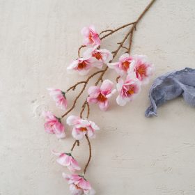 Hodvábna vetva broskyňového kvetu, 84cm - Svetloružová