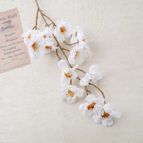 Hodvábna vetva broskyňového kvetu, 84cm - Biela