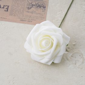 Hodvábna stonka ruže, 23cm - Biela