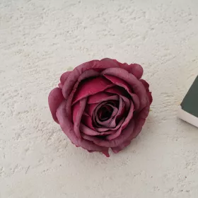 Hodvábna hlava ruže, 9cm - Bordová