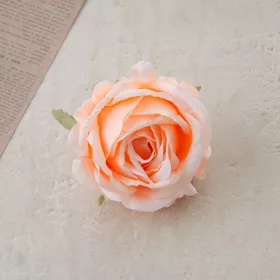 Hodvábna hlava ruže, 9cm - Šampanská