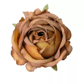 Hodvábna hlava ruže, 9cm - Kávová