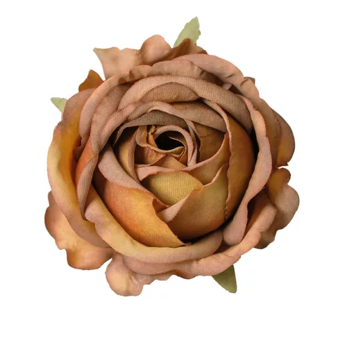Hodvábna hlava ruže, 9cm - Kávová