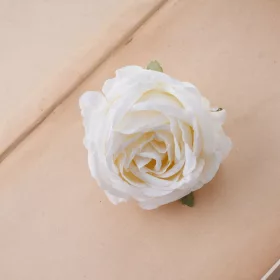 Hodvábna hlava ruže, 9cm - Krémová