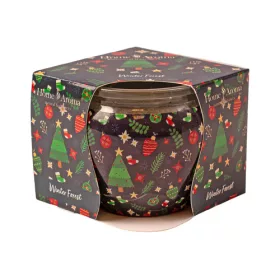 Zimný les - vonná sviečka v pohári