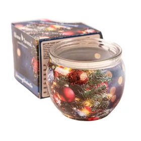 Trblietavý vianočný stromček - vonná sviečka v pohári