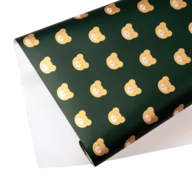 Fóliová rolka s medvedíkom 58cm x 10m - Tmavozelená