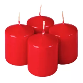   Adventná sada valcových sviečok, 6.5 x 5cm - Lakovaná červená